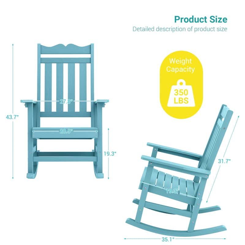 Bonosuki Adirondack Rocking Chair with Big Armrests Fire Pit Chair Weather Resistant