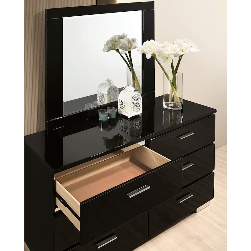Lofa Contemporary Black 2-piece 6-Drawer Dresser and Mirror Set by Furniture of America