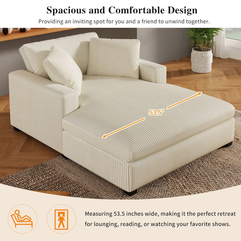 Roomfitters Oversized Chaise Lounge with Cushions, 53.5'' x 70.9'' Comfy Sofa Chair for Living Room