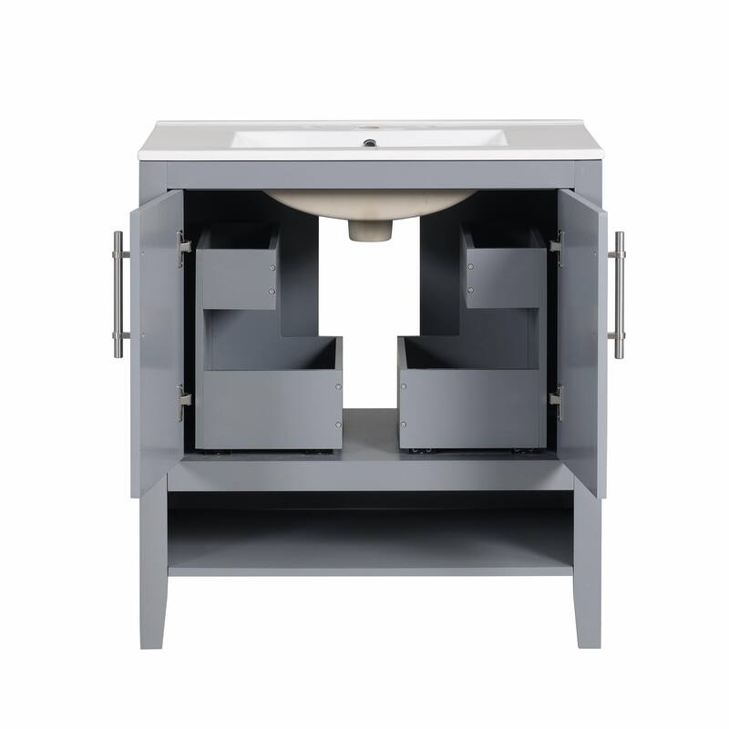 30" Bathroom Vanity with Sink, Multi-functional Cabinet with Doors and Drawers