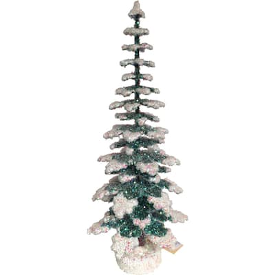 8.5" White Green Holiday Collectible 20-CM Schaller Paper Mache Tree