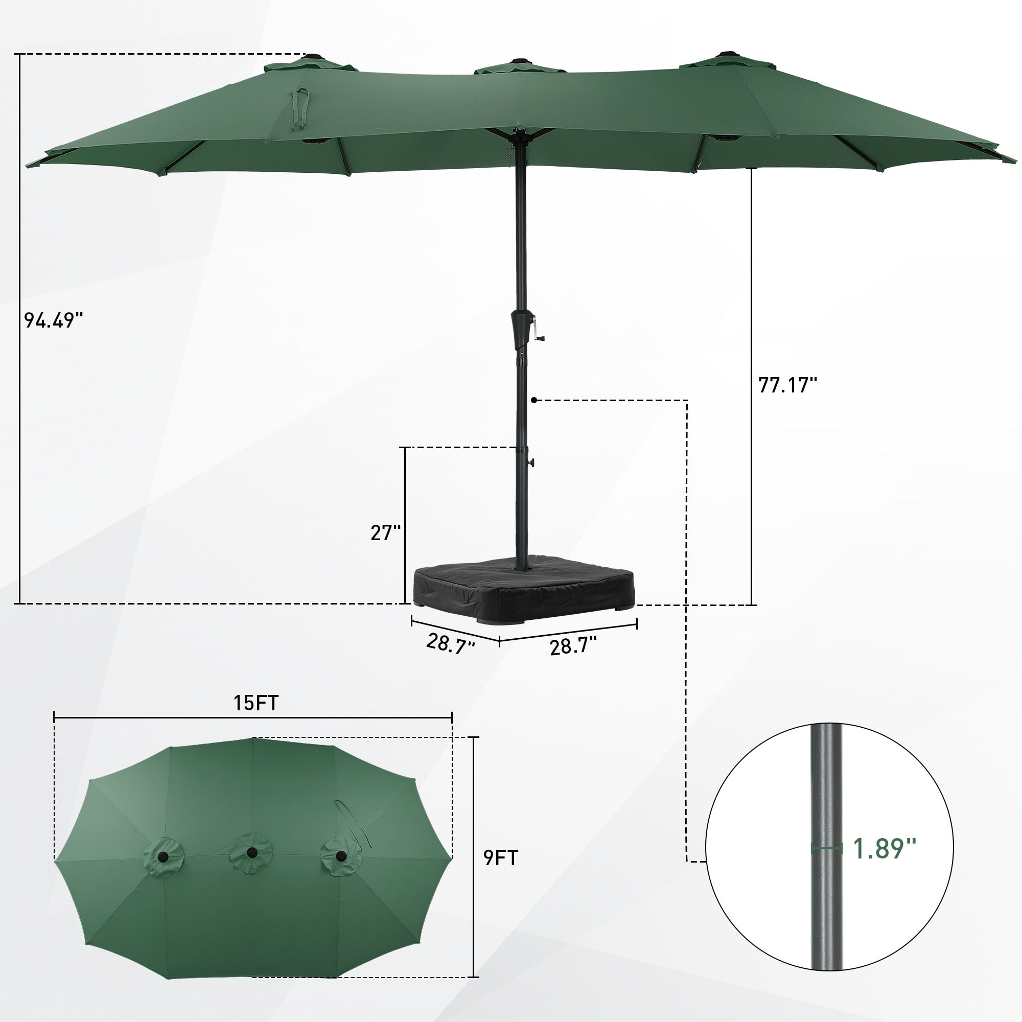 15 ft round patio umbrella Sophia & William 15FT Outdoor Extra Large Double-Sided Garden Umbrella with Crank Handle Navy Blue Pair with our commercial grade round or square indoor Umbrella Stand Patio Umbrella And