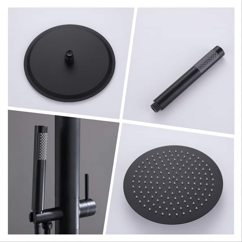 84''H Freestanding Outdoor Shower Rainfall with Handheld Shower in Stainless Steel