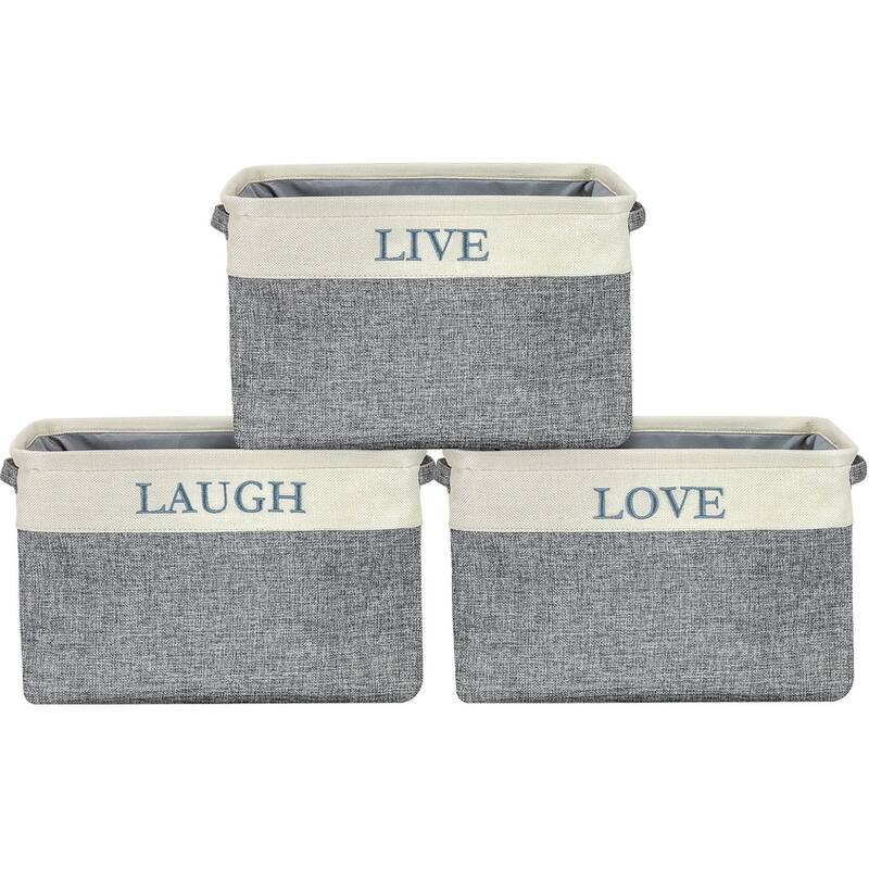 Storage Basket Set Fabric Collapsible Organizer Bins w/ Carry Handles
