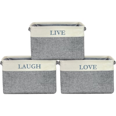 Storage Basket Set Fabric Collapsible Organizer Bins w/ Carry Handles
