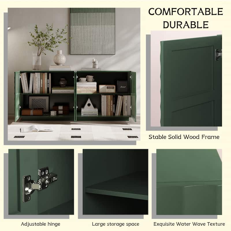 59-Inch Buffet Cabinet with 4 Doors, Modern Accent Storage Sideboard with Anti-Tip Design