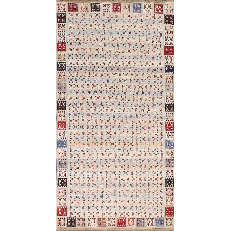 Vegetable Dye Gabbeh Kashkoli Oriental Area Rug Handmade Wool Carpet - 4'11" x 9'5"