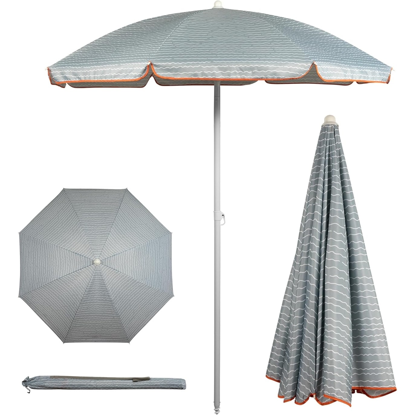 5.5 Ft Portable Beach Umbrella with Tilt Pole, UV Protection Sunshade for Outdoor Activities