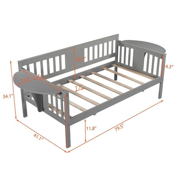 dimension image slide 1 of 3, Roomfitters Twin Size Daybed with Sturdy Wood Slat Support, Stylish and Functional Design for Compact Spaces