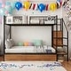 preview thumbnail 15 of 24, Twin Over Full Metal Bunk Bed with Built-in Wardrobe,Step-Style Ladder and Drawer Black