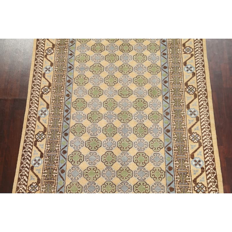 Vegetable Dye Khotan Oriental Wool Area Rug Hand-knotted Office Carpet - 6'4" x 9'4"