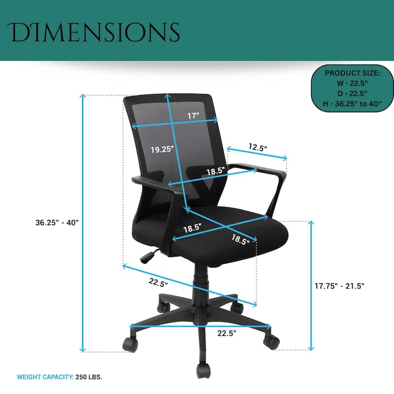 Modern Designs Black Adjustable Mesh Office Chair With Lumbar Support