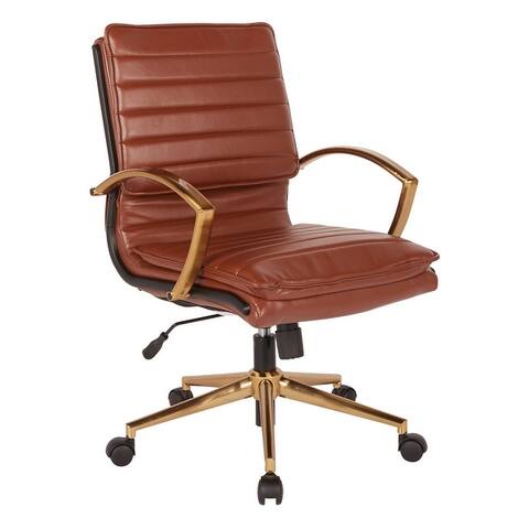 OSP Home Furnishings Gold Base Mid-back Faux Leather Office Chair