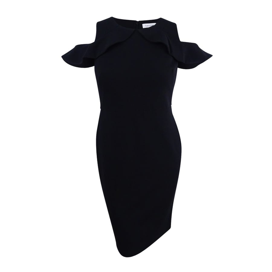 Shop Calvin Klein Women S Ruffled Cold Shoulder Dress On Sale Overstock 22988145