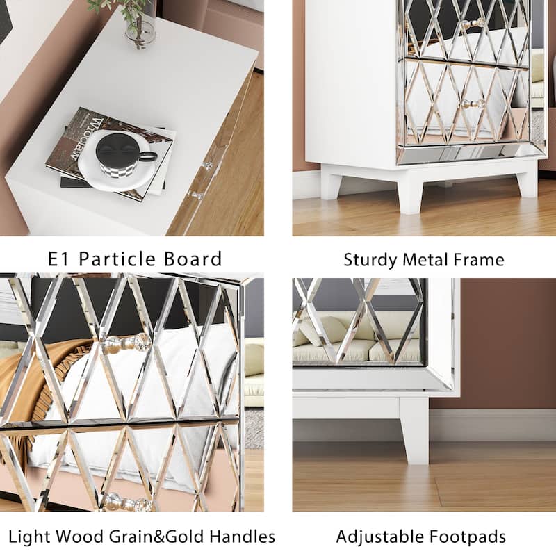 2-Drawer Mirrored Nightstand, Set of 2