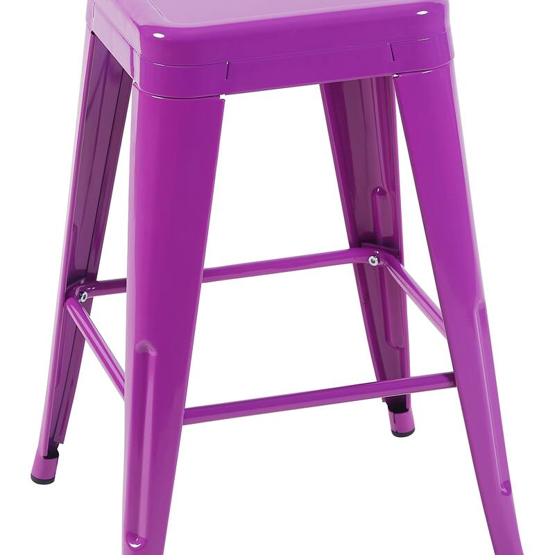 AC Pacific 24 Inch Industrial Stackable Metal Counter Stools Set of 2