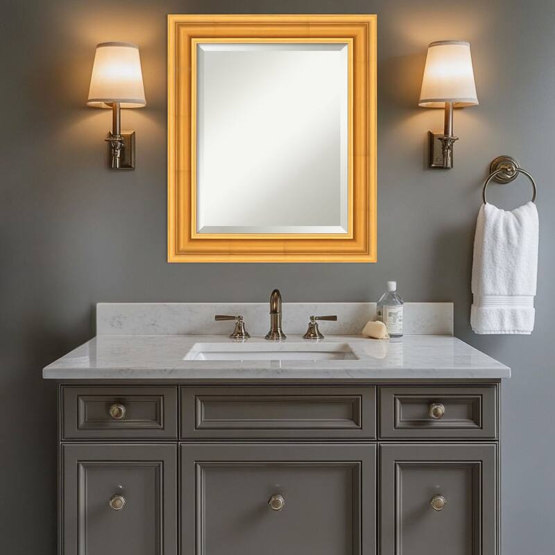 Sierra Beveled Wood Framed Bathroom Vanity Wall Mirror