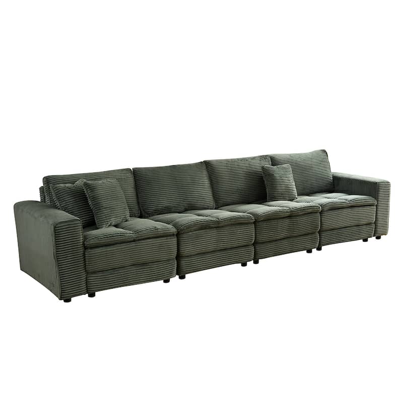 Oversized Sectional Sofa L Shaped Corner Couch Corduroy Upholstery Convertible Sleeper Sofa Couch