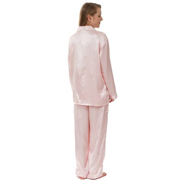 Shop Leisureland Women S Silky Satin Pajama Set On Sale Overstock 27095425