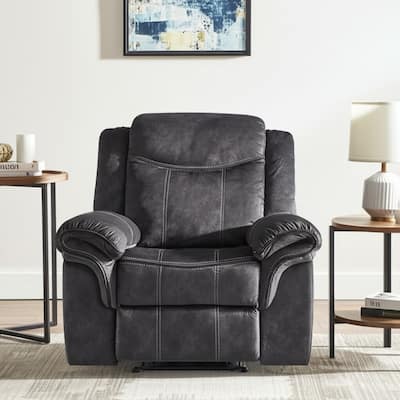 HomeRoots 41" Granite Gray Fabric Power Recliner