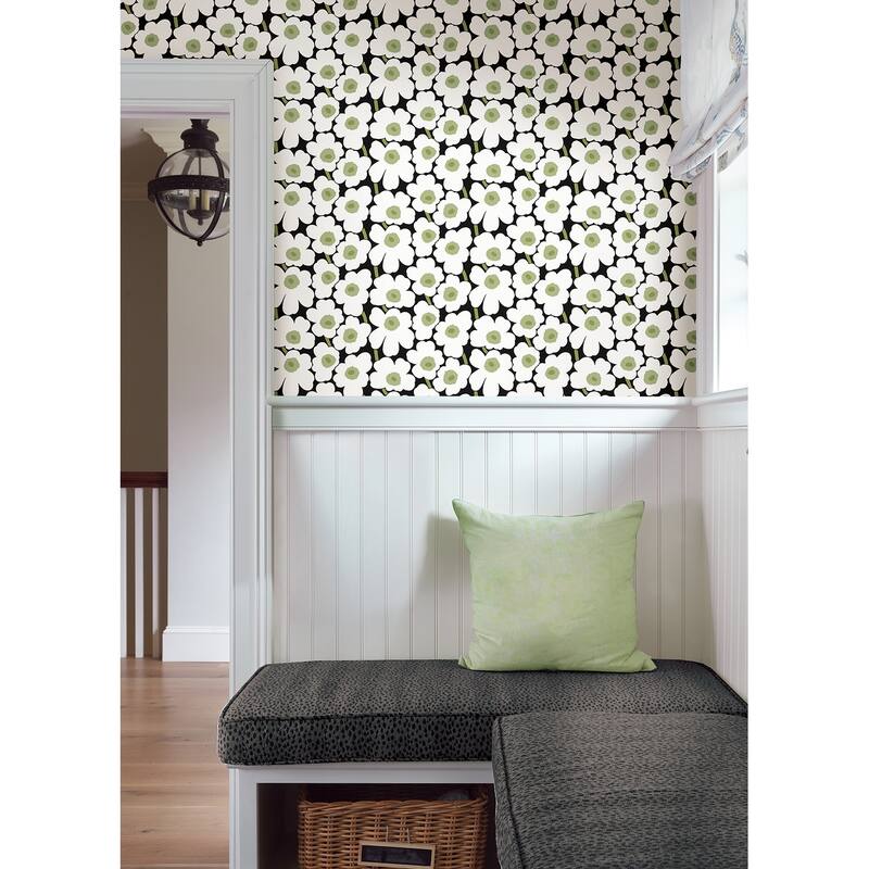 Marimekko Black Pieni Unikko Peel & Stick Wallpaper