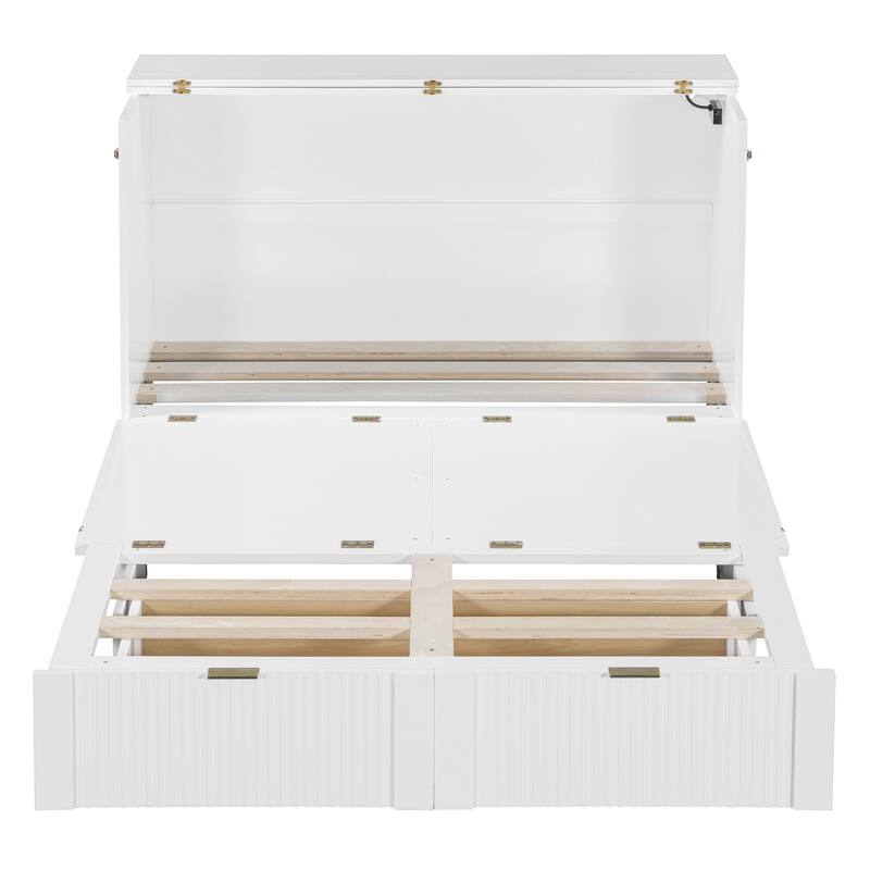 Space-Saving Full Size Murphy Bed with Drawer, USB Ports, and Smooth Pulley Design