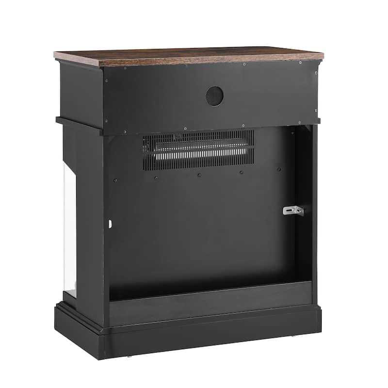 25 Inch Stand Side Table With 3-Sided Glass Electric Fireplace