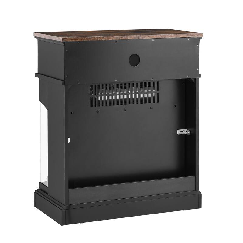 25-Inch Tall End Table with 3-Sided Electric Fireplace, 5000 BTU Heat, Remote Control, and Adjustable Flame Settings