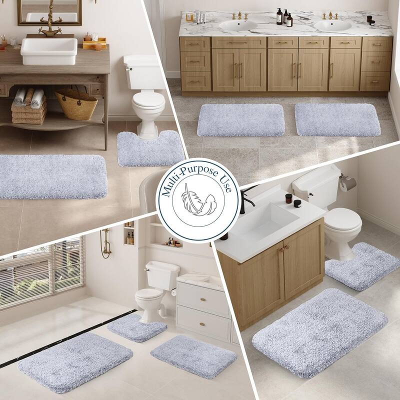 Bathroom Rug Non Slip Bath Mat for Bathroom, Water Absorbent Soft Microfiber Shaggy Bathroom Mat Machine Washable Bath Rug