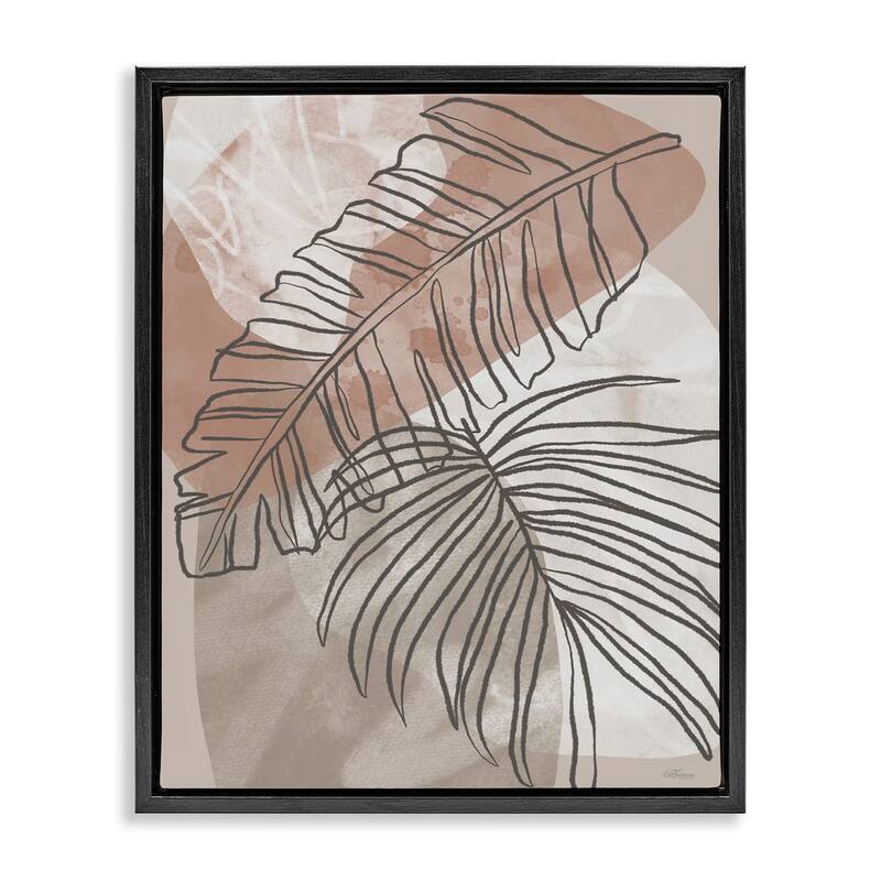 Stupell Tropical Earth Tone Leaves Framed Floater Canvas Wall Art Design By Cat Thurman Designs - 25 x 31 - Black