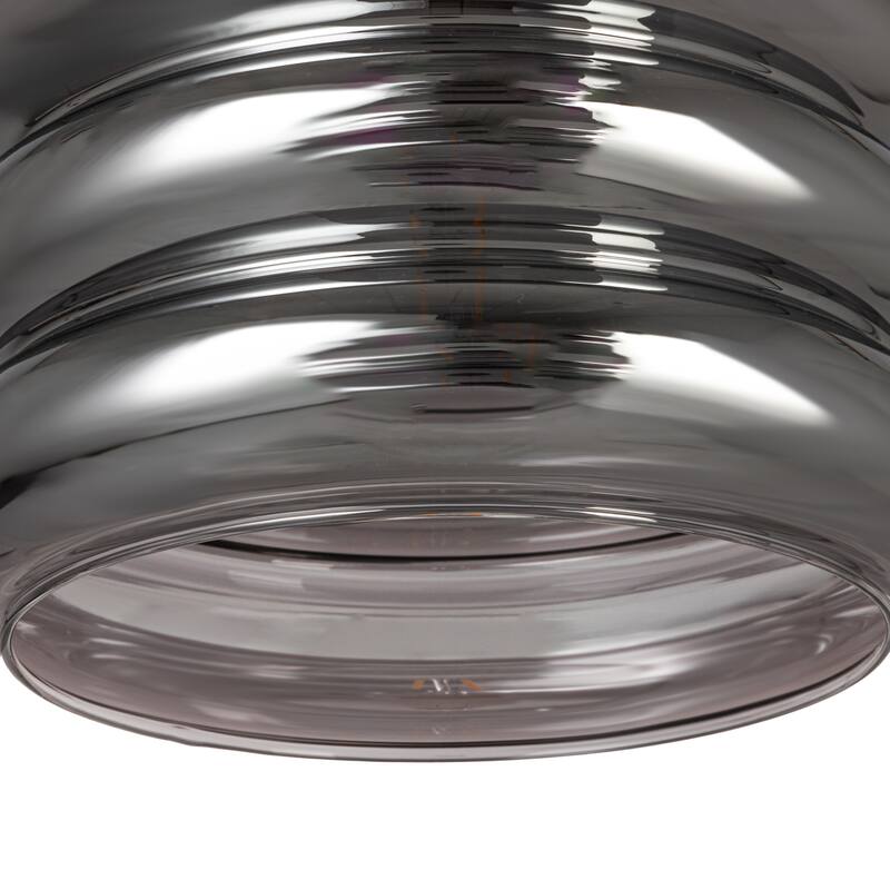 Glass and Metal Pendant Lamp, 6' Cord, Chrome Finish - 9.5"L x 9.5"W x 7.9"H