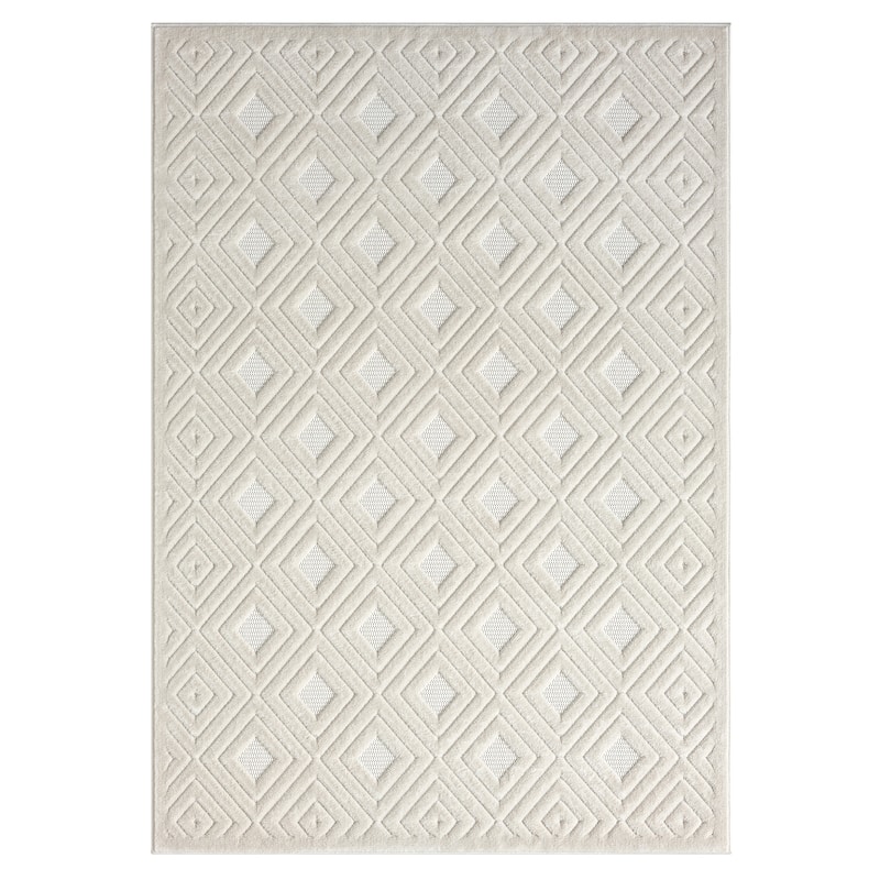 Sevita Modern Diamond Indoor/Outdoor Area Rug - 7'10" x 9'10" - Ivory