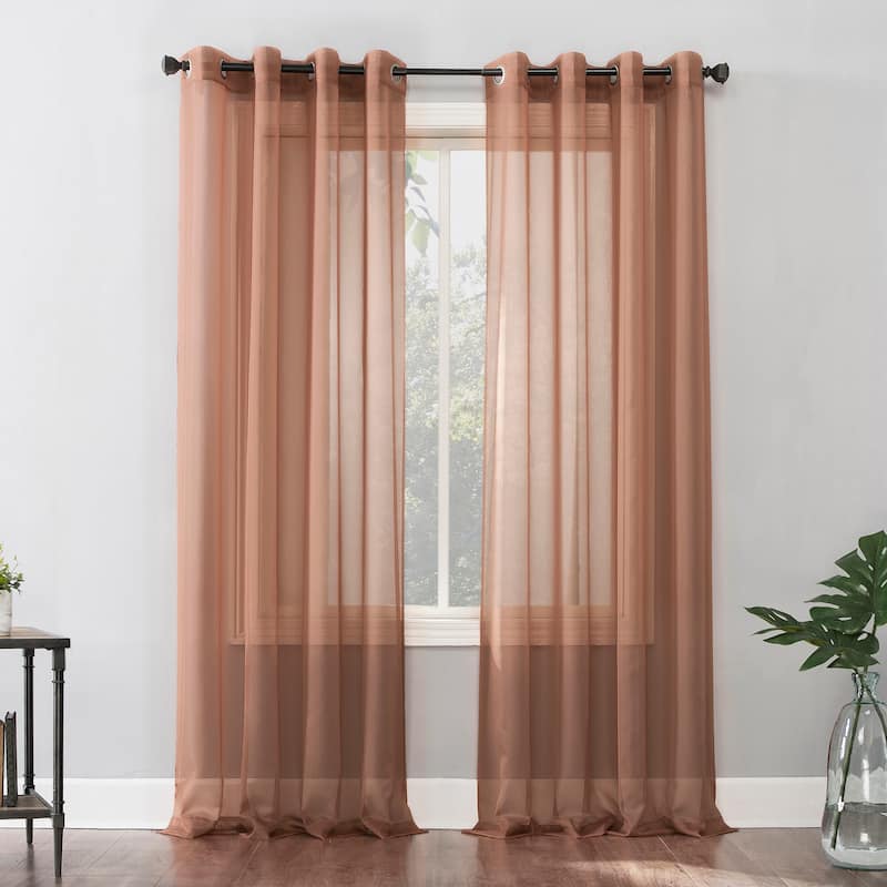 No. 918 Emily Voile Sheer Grommet Curtain Panel- Single Panel - 59x63 - Cedar