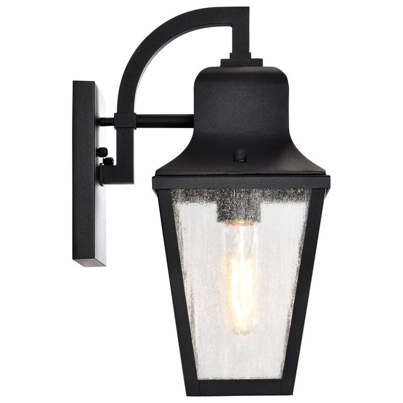 Lawrence 1 Light Small Wall Lantern Matte Black with Clear Seeded Glass