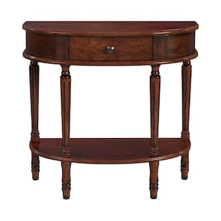 Mozart 31.5 in. W Demilune Wood Hand Painted 1 Drawer Console Table with Lower Open Shelf
