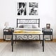 preview thumbnail 18 of 17, 3-pieces Platform Bed Frame and Glass Top Nightstands Set of 2