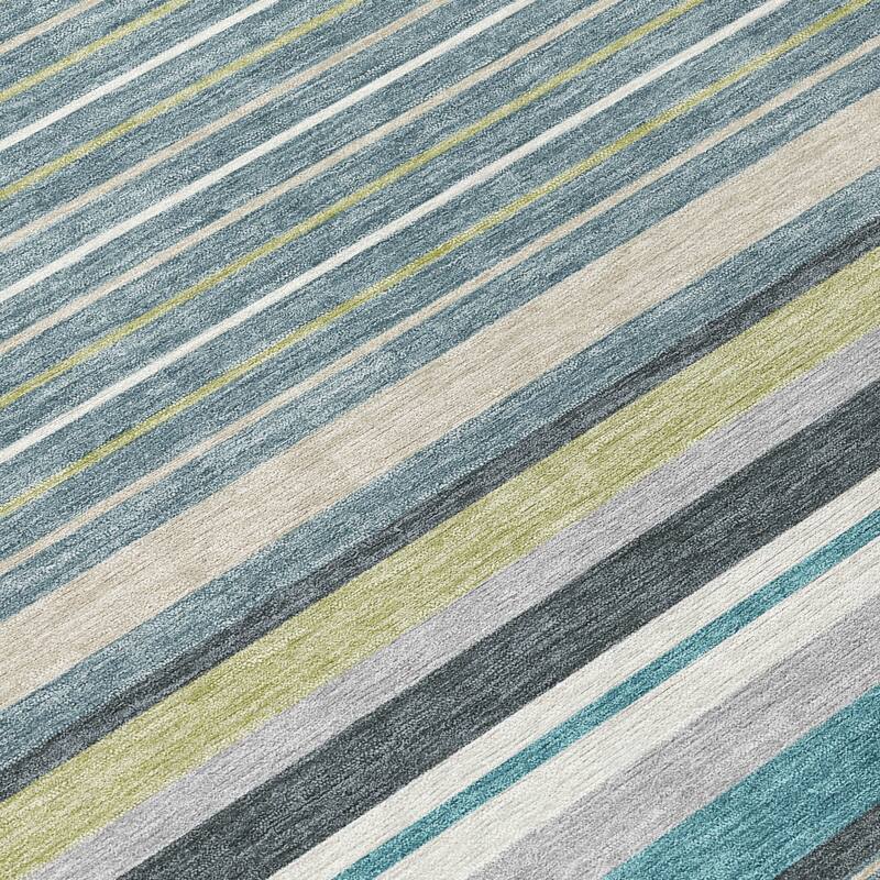 Machine Washable Indoor/ Outdoor Modern Stripes Chantille Rug