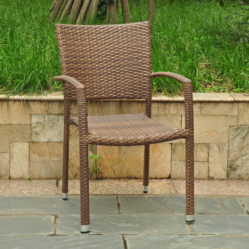 Barcelona Resin Wicker/Aluminum Outdoor Stackable Armchair - Antique Brown