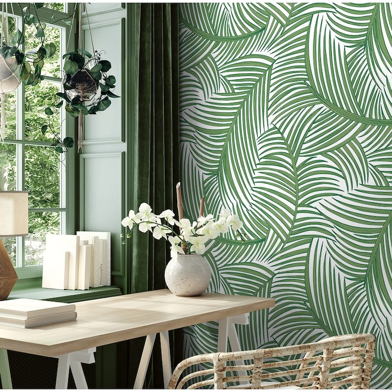 NextWall Tossed Palm Fronds Peel and Stick Wallpaper