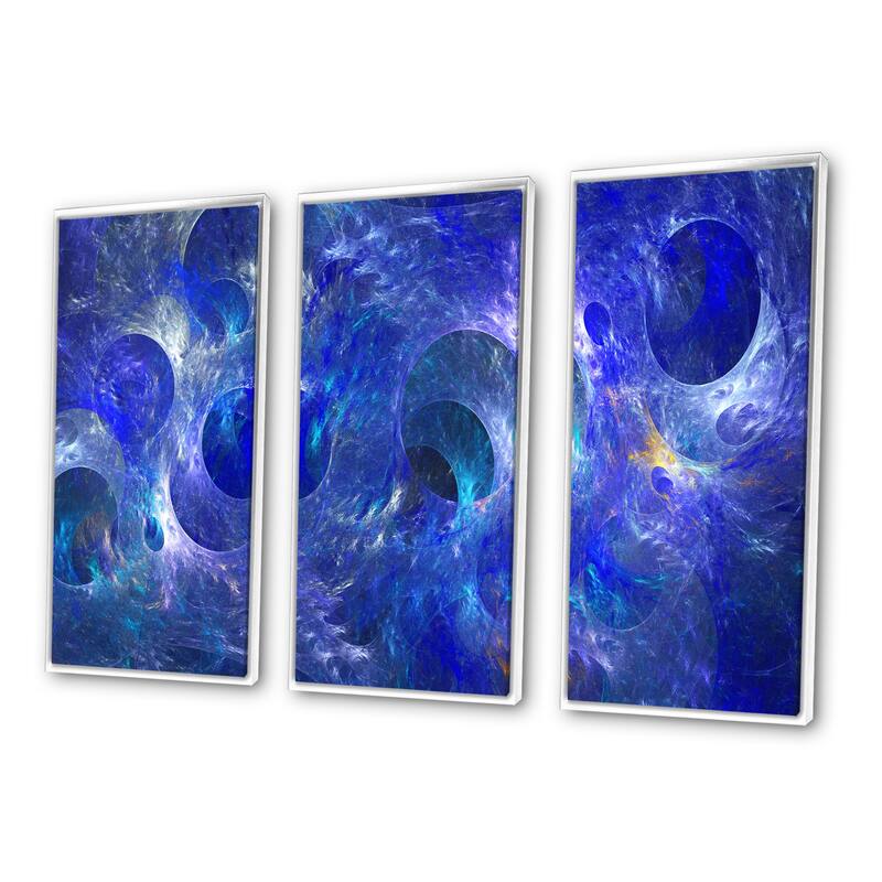 Designart "Clear Blue Fractal Glass Texture" Abstract Framed Wall Art