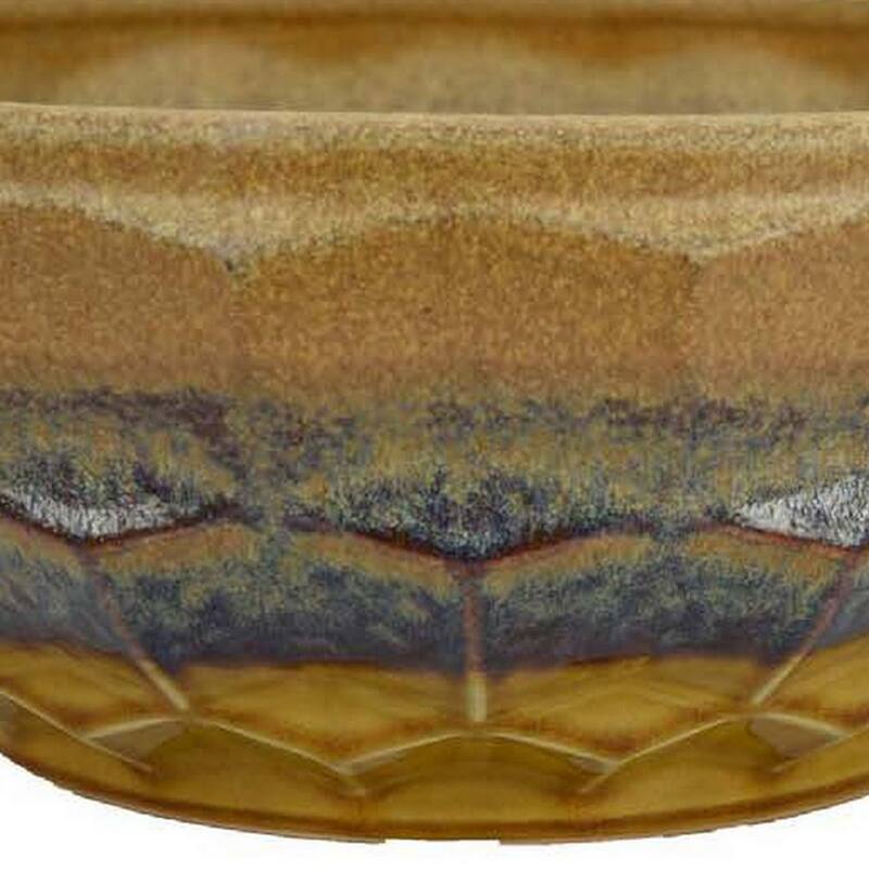 Lione Decorative Bowl, Glossy Brown and Gray Glazed Ceramic, 16 Inch