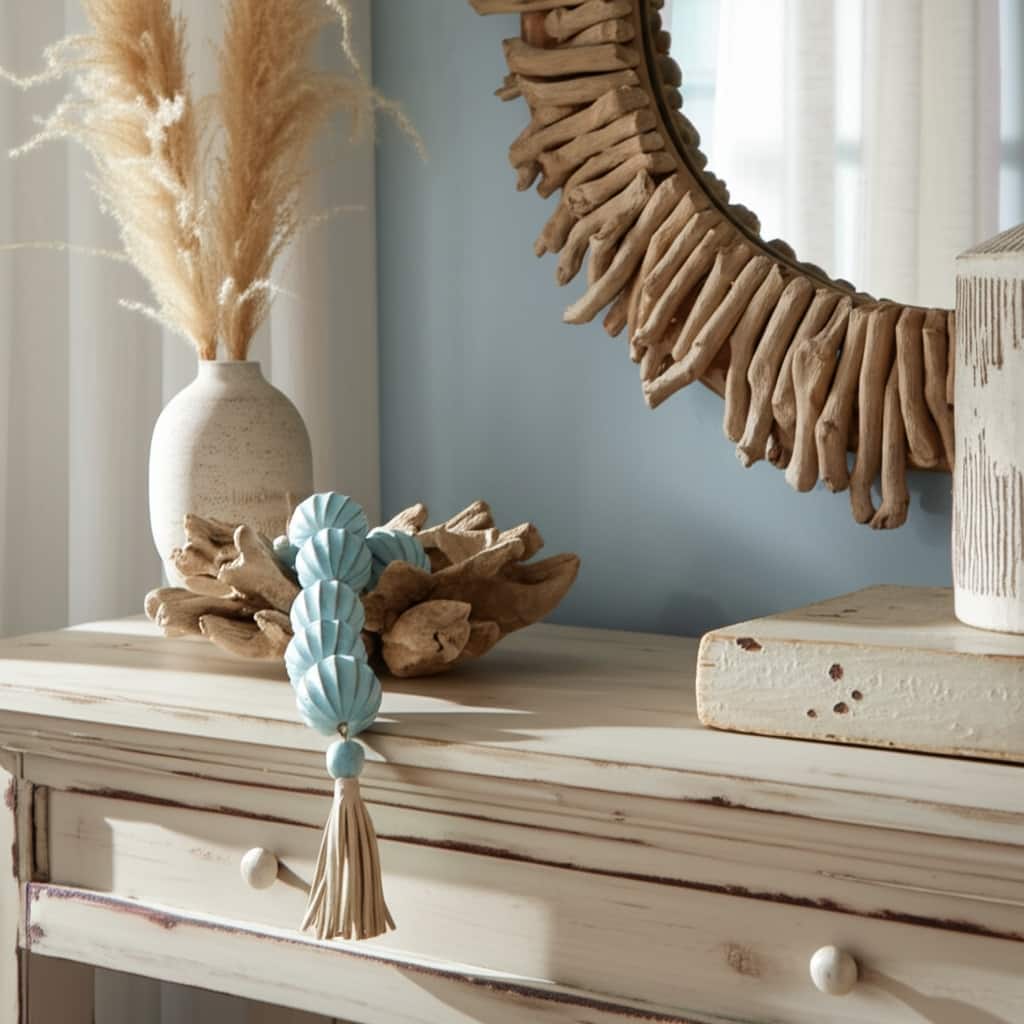 Bead Strand with Leather Tassel Accents - 53" x 3" x 3"