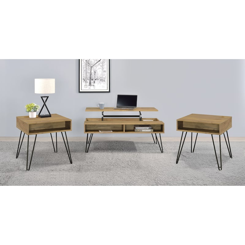 Fanning Lift Top Coffee And End Table Set Golden Oak - 3-piece set