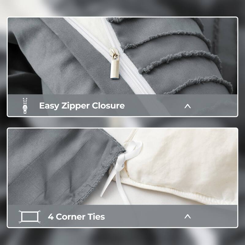 Polyester Clipped Geometric Stripe Duvet Cover & Pillowcase Set