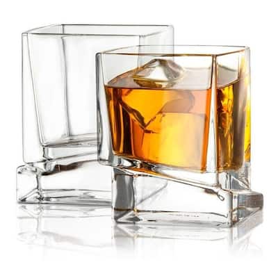 JoyJolt Carre Square Whiskey Glasses, 10 Oz Set of 2 Old Fashioned Glasses - 10 oz