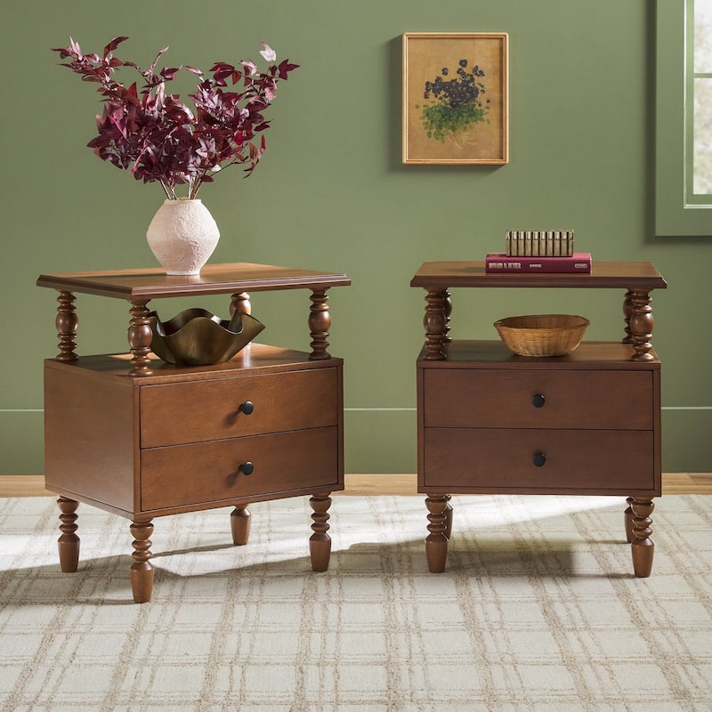 Walker Edison Easy Assembly Solid Wood 2-Drawer Nightstand (Set of 2)