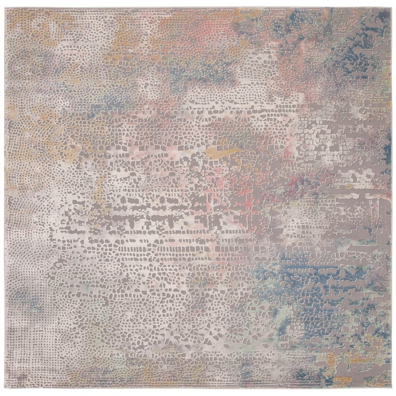 SAFAVIEH Meadow Aleksandr Modern Abstract Rug - 6'7" Square - Grey/Gold
