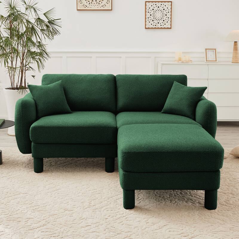 2-seater Loveseat Sofa Couch With Distinctive Shell-shaped Armrests And Removable Ottoman