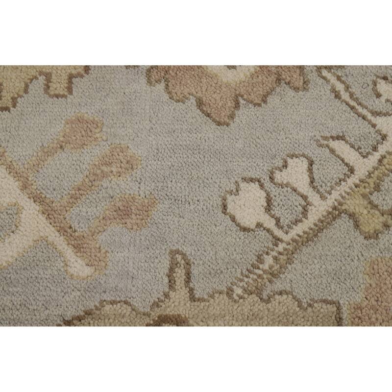 Gray Ivory Oushak Style Area Rug Handmade Wool Carpet - 9'1" x 11'10"