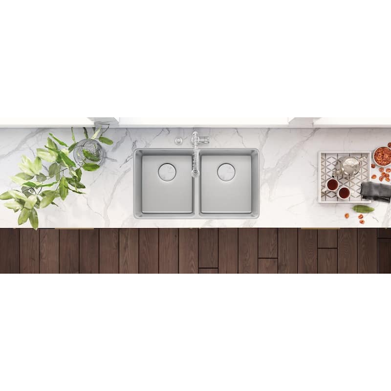 Ruvati 31-inch Undermount Kitchen Sink 50/50 Double Bowl 16 Gauge Stainless Steel - RVM5099 - 8' x 11'